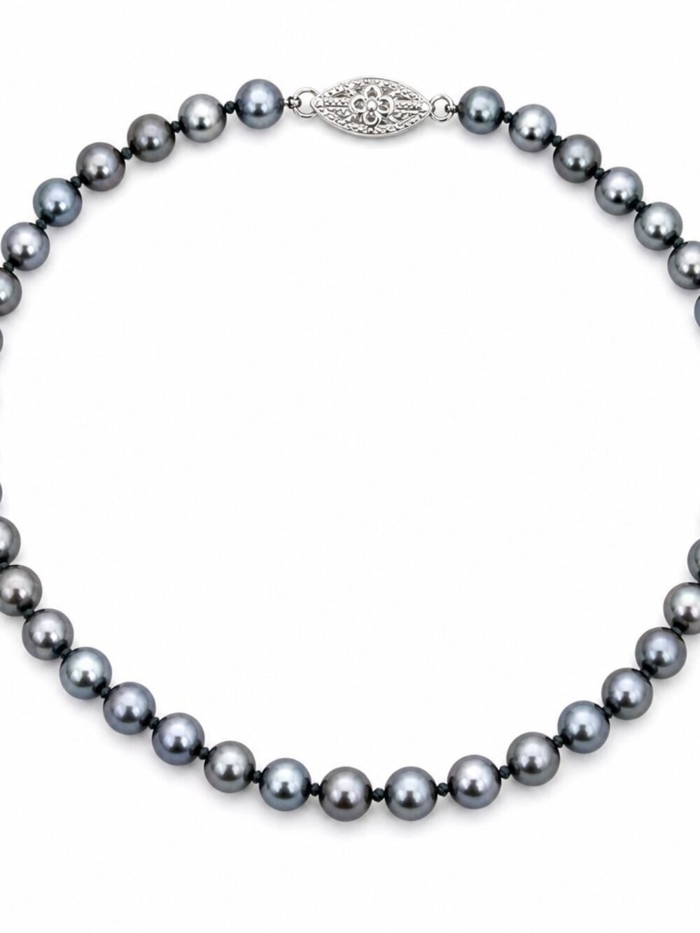Elegant Silver Gray Pearl Necklace – Iridescent Beads, Classic Strand, EUC